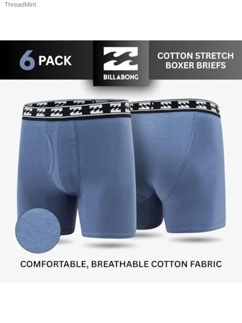 Men's Cotton Stretch Boxer Briefs 6 Pack Breathable Tagless Underwear